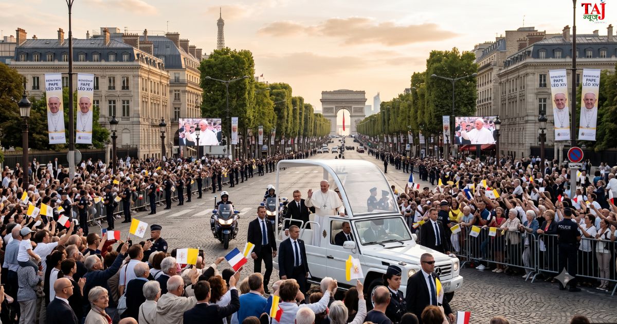 Pope Leo XIV visit to Paris France 2026 public prayer assembly at Champs Elysees Place de la Concorde security and traffic analysis by Brij Khandelwal