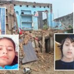कानपुर के घाटमपुर स्थित हिरनी गांव में दो मंजिला कच्चा मकान ढहने के बाद घटनास्थल पर राहत और बचाव कार्य में जुटे ग्रामीण।