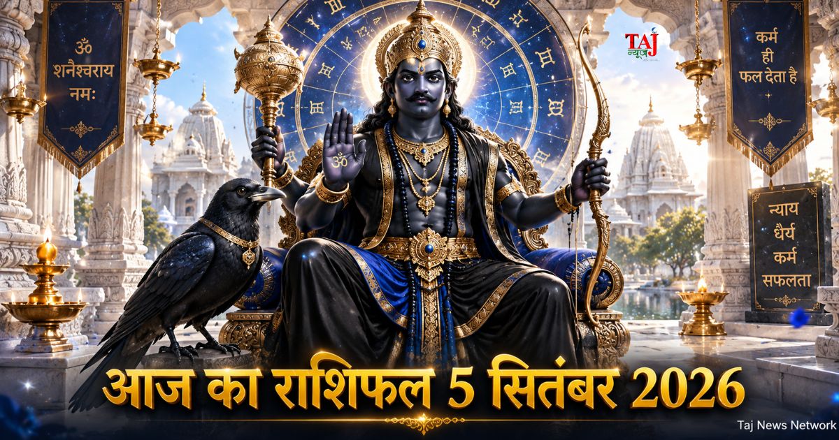 आज का राशिफल 5 सितंबर 2026 शनि देव की कृपा पंचांग ताज न्यूज़ आगरा