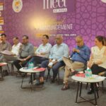 आगरा में 3 से 5 अक्टूबर तक आयोजित होने वाले 18वें ‘मीट एट आगरा-2026’ इंटरनेशनल फुटवियर फेयर की पत्रकार वार्ता।